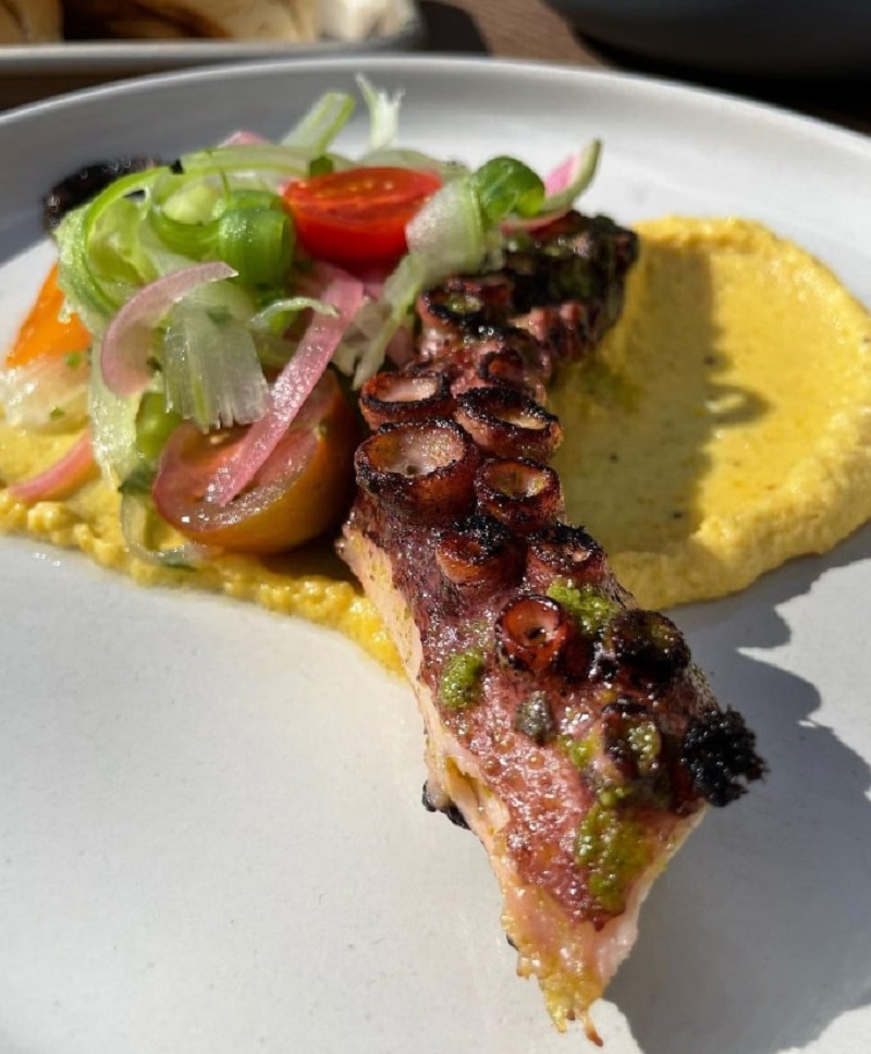 Charred Octopus with Pickled Celery Salad and Salsa Verde