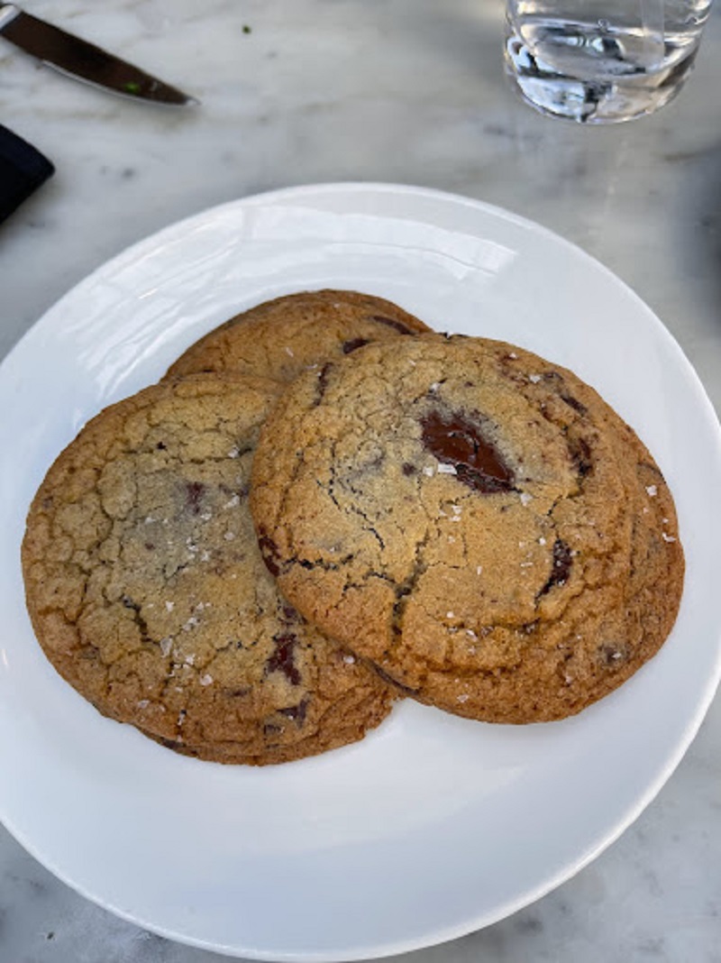 Warm Chocolate Chip Cookies with vanilla bean ice cream